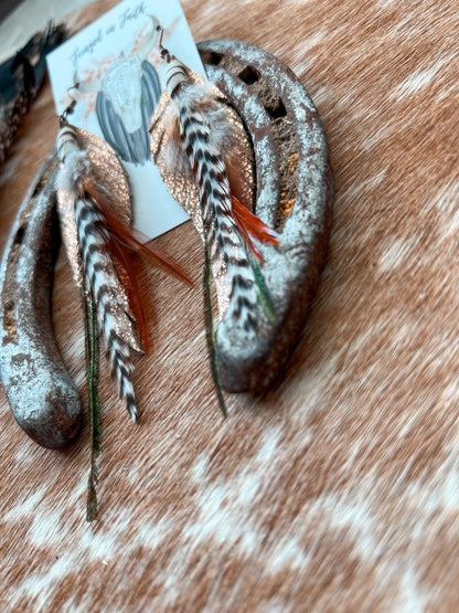 Roundup Feather Earrings| Black & White Feather