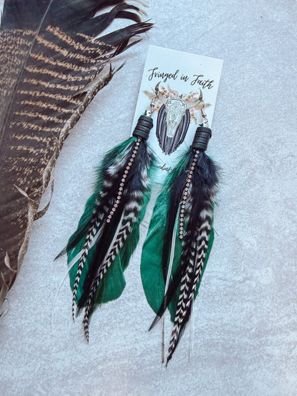 Green Bling Chain Earrings