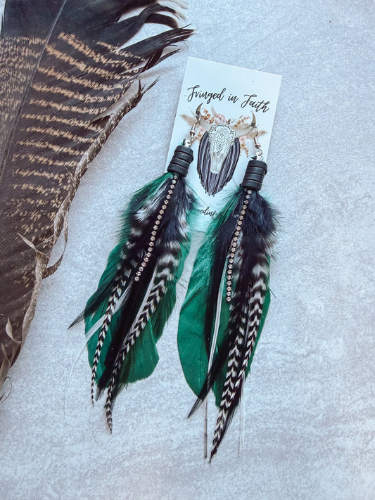 Green Bling Chain Earrings