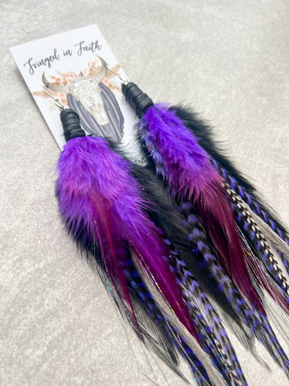 Amethyst Feather Earrings