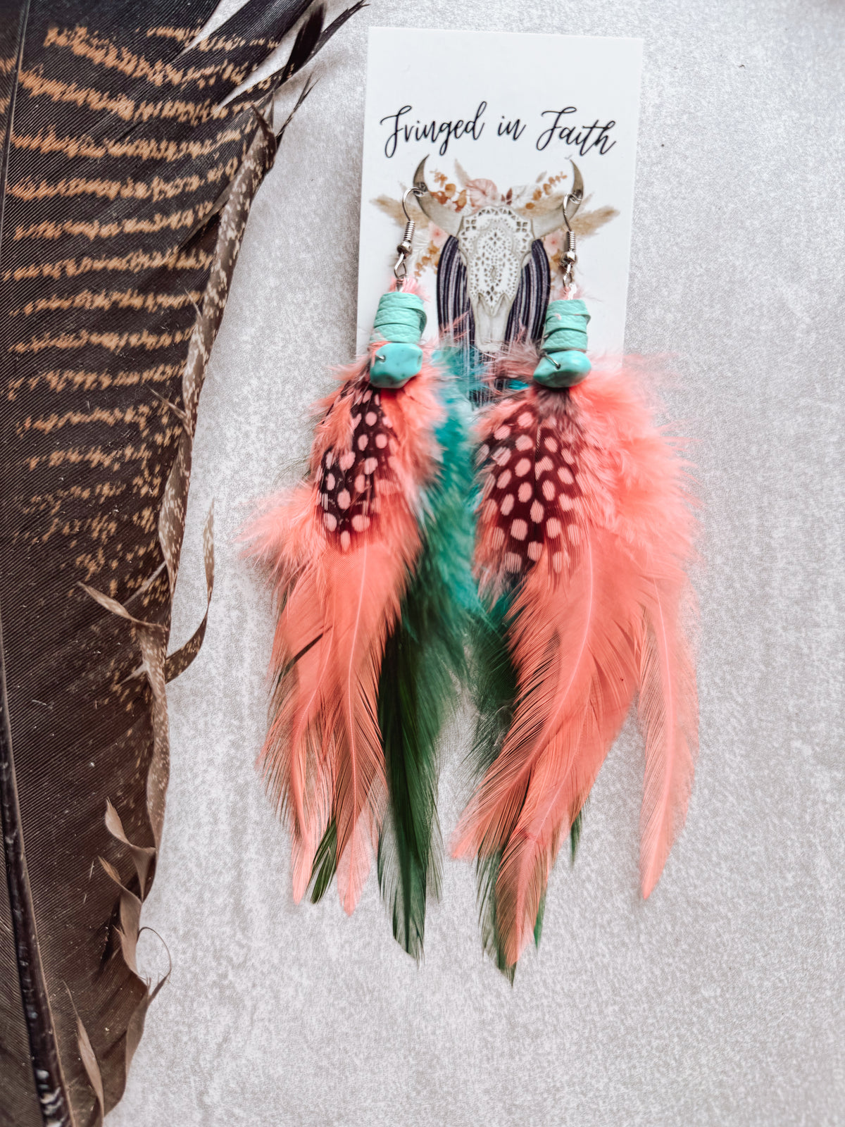 Coral Feather Earrings