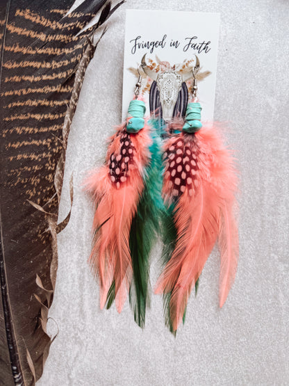 Coral Feather Earrings