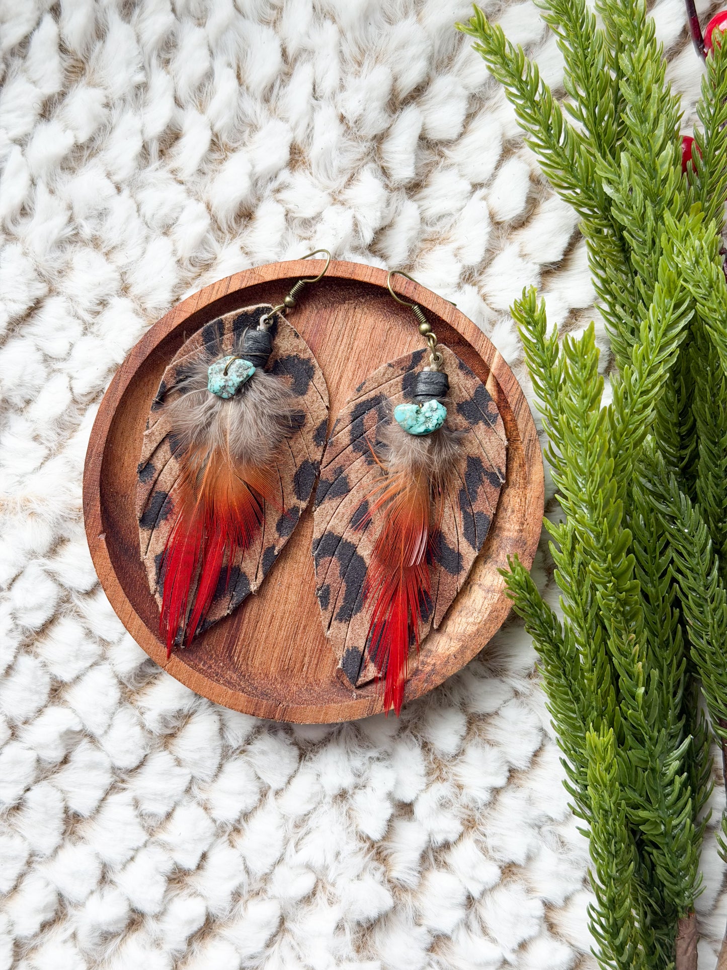Leopard Feather Earrings