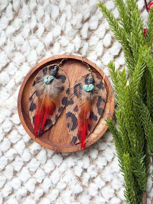 Leopard Feather Earrings