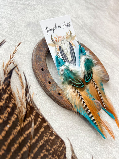 Kalispell Fringe Feathers | Teal