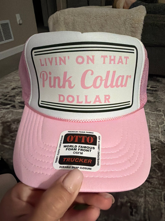 Pink Collar Trucker Hat