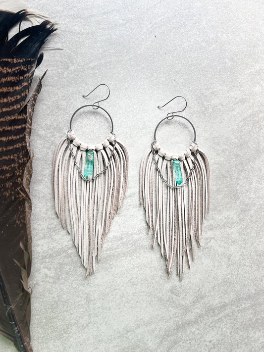 Crystal Fringe Hoops | Silver