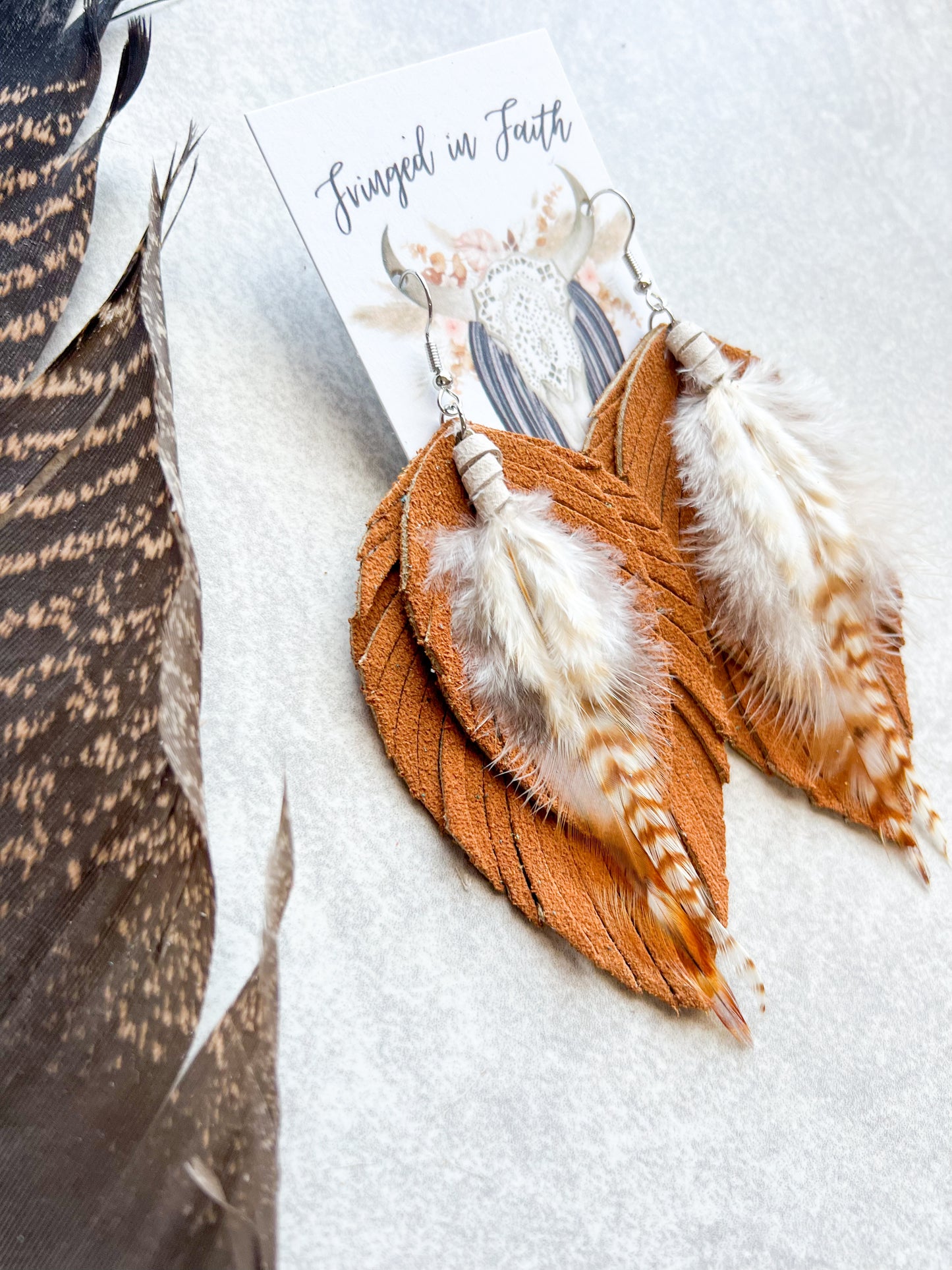 Ronan Fringe Feather Earrings | French Toast