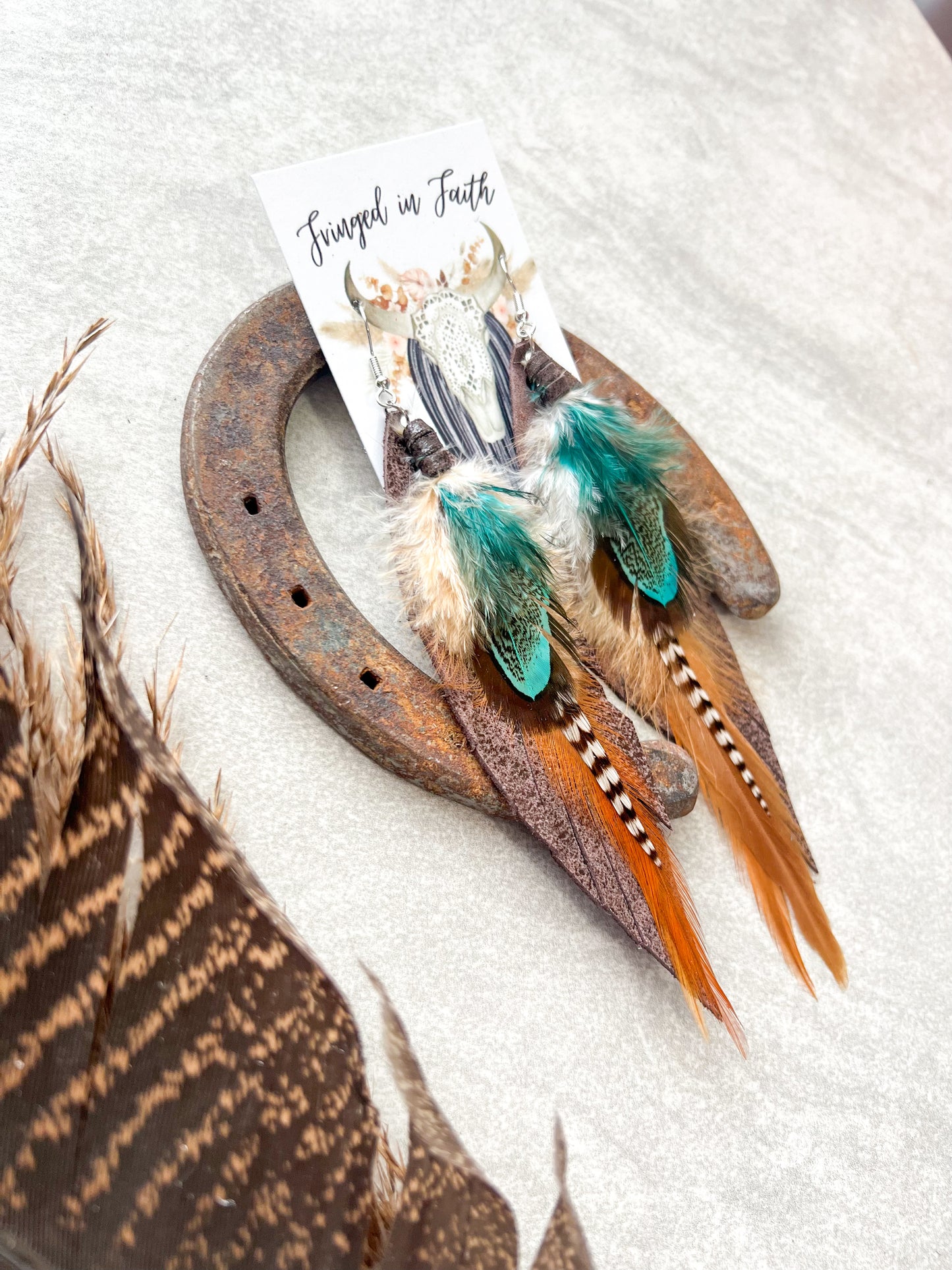 Kalispell Fringe Feathers | Brown