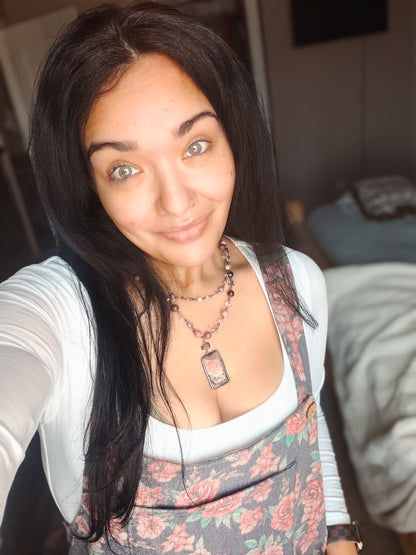 Mauve Square Stone Necklace