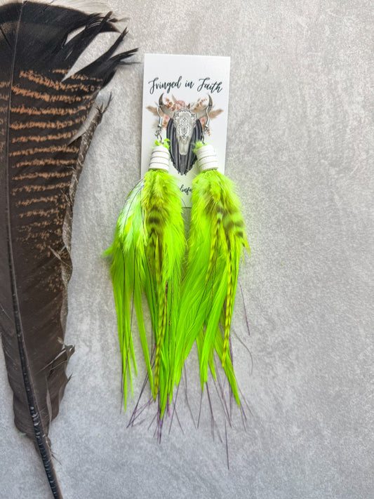 Neon Feather Earrings | Yellow