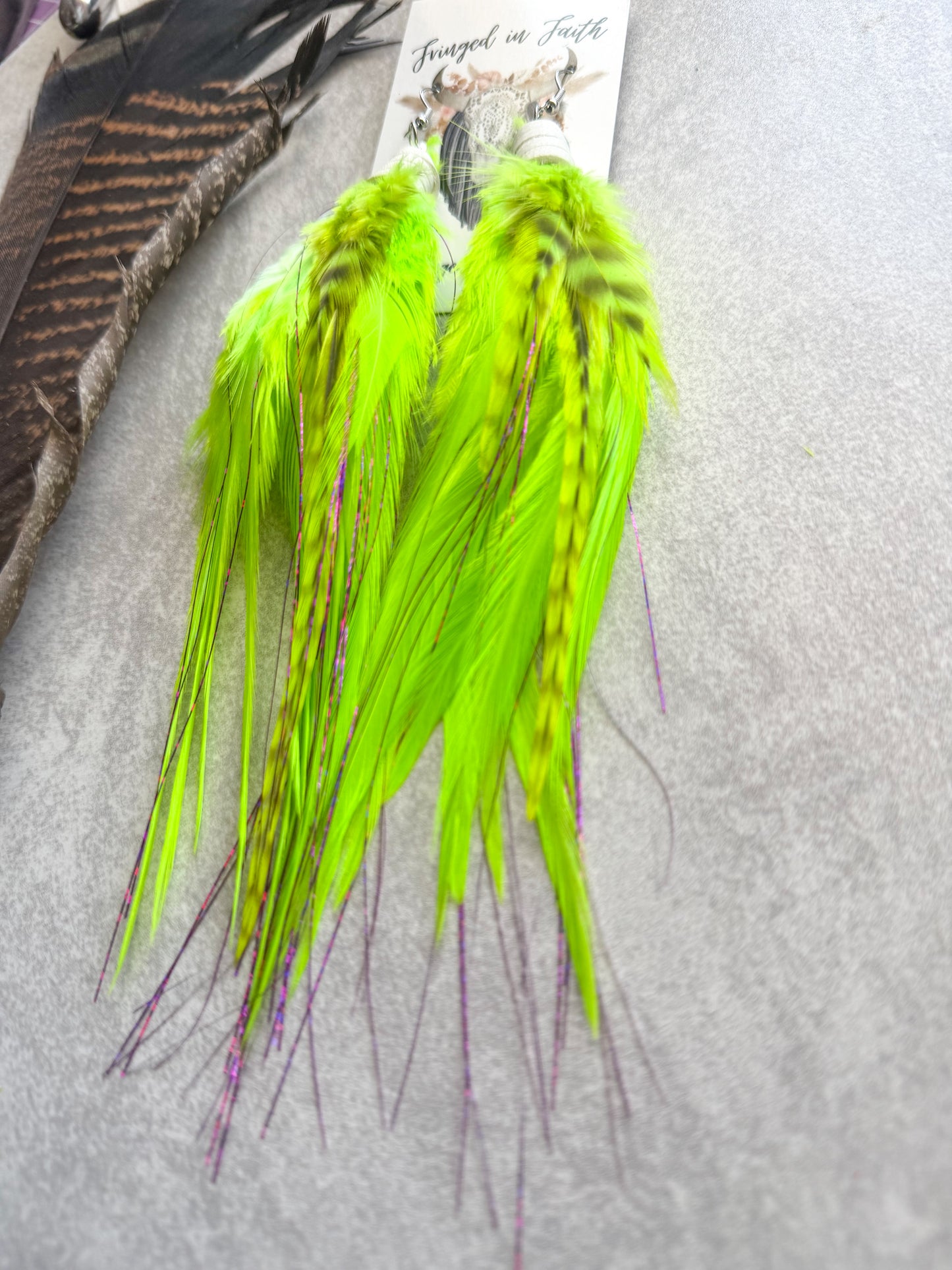 Neon Feather Earrings | Yellow