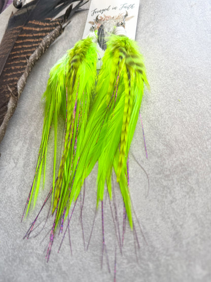 Neon Feather Earrings | Yellow
