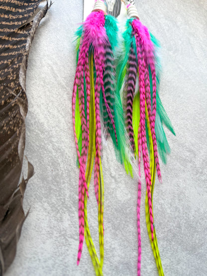 Neon Feather Earrings | Rainbow