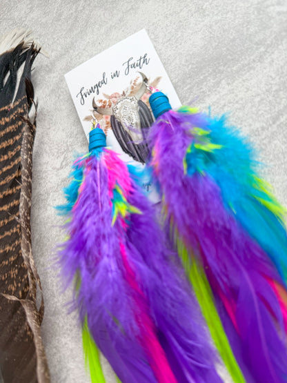Neon Feather Earrings | Rainbow
