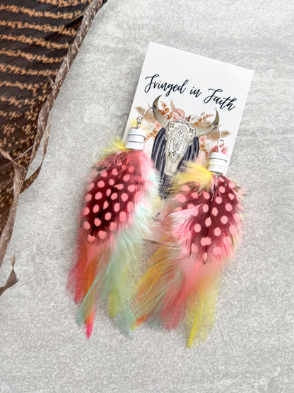Neon Feather Earrings | Rainbow