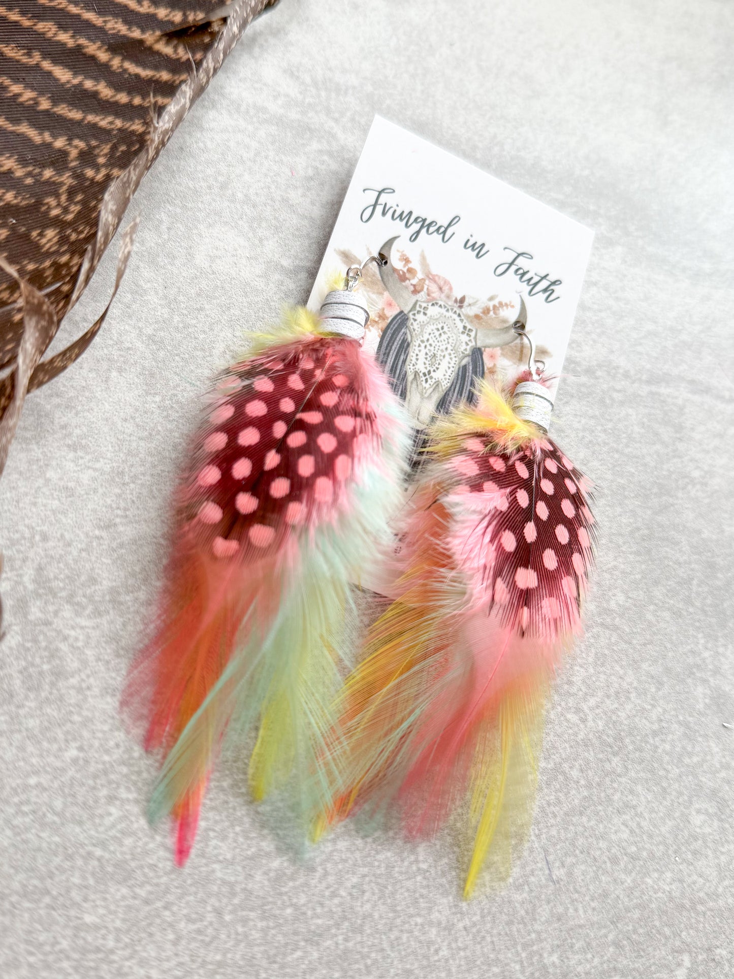 Neon Feather Earrings | Rainbow