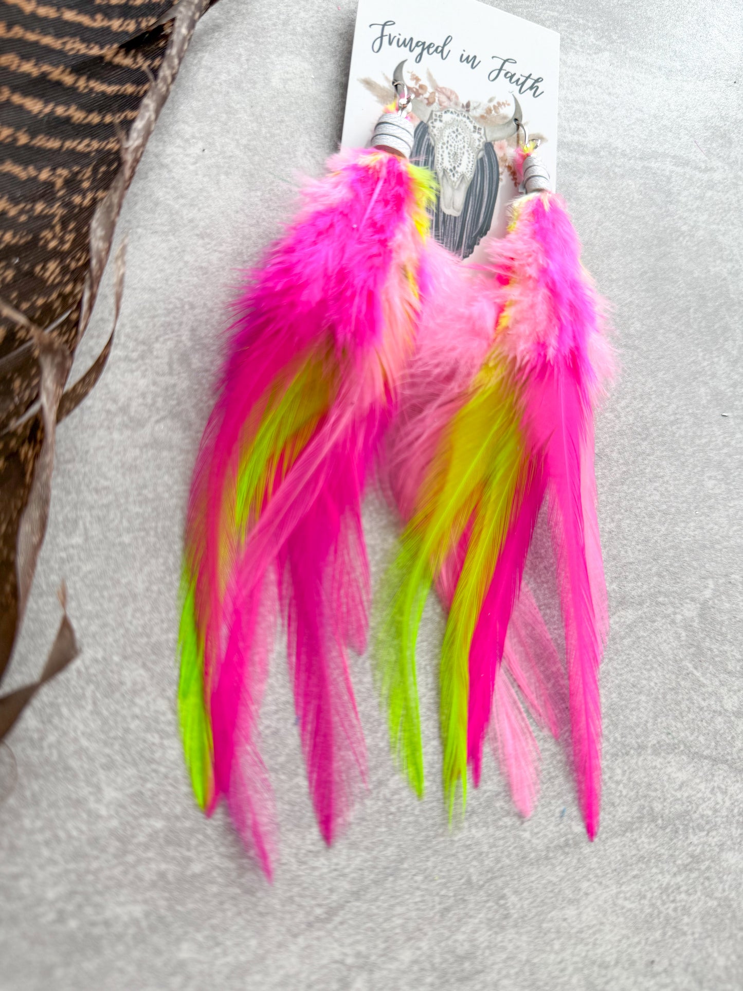Neon Feather Earrings | Rainbow