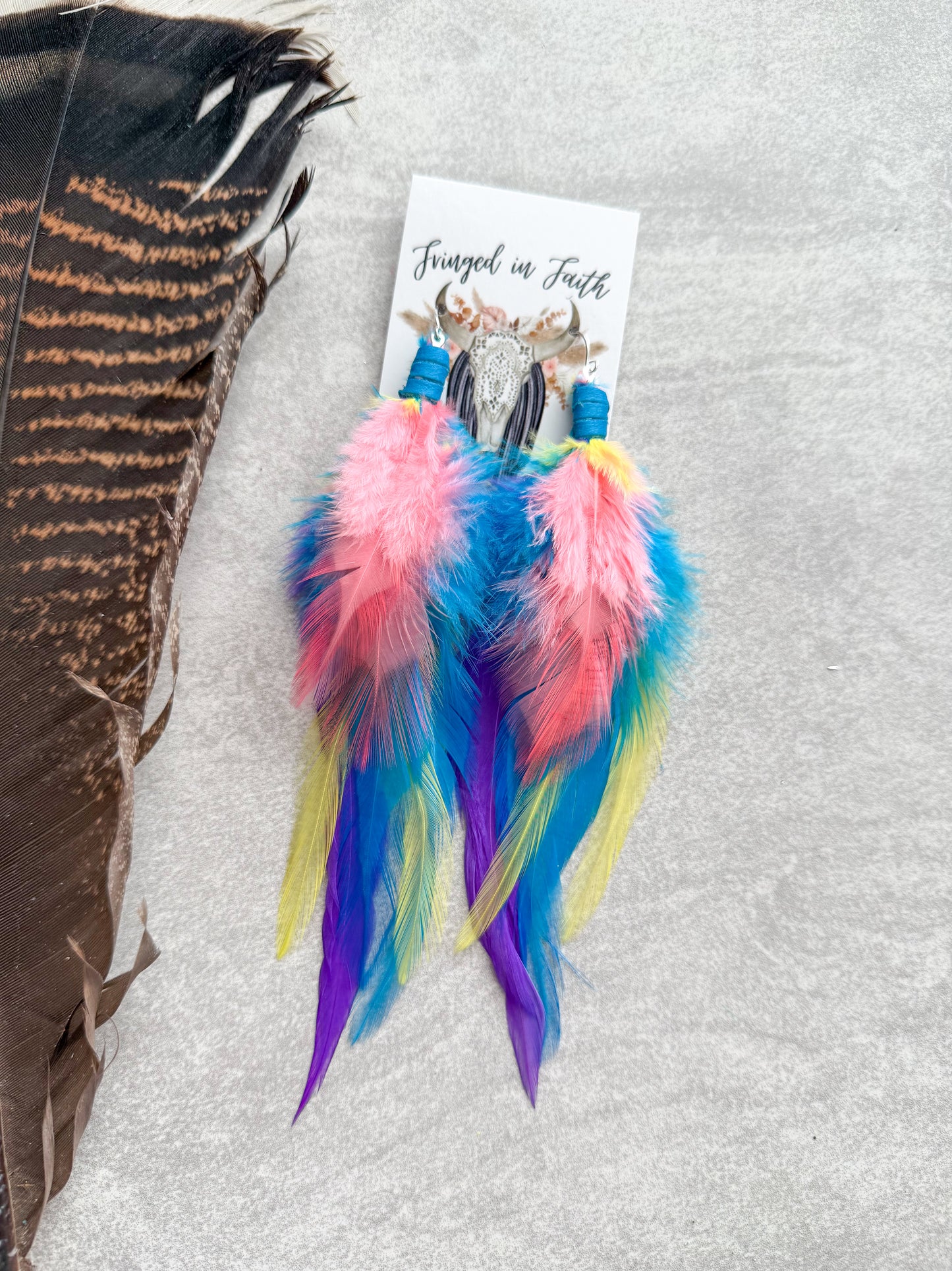 Neon Feather Earrings | Rainbow