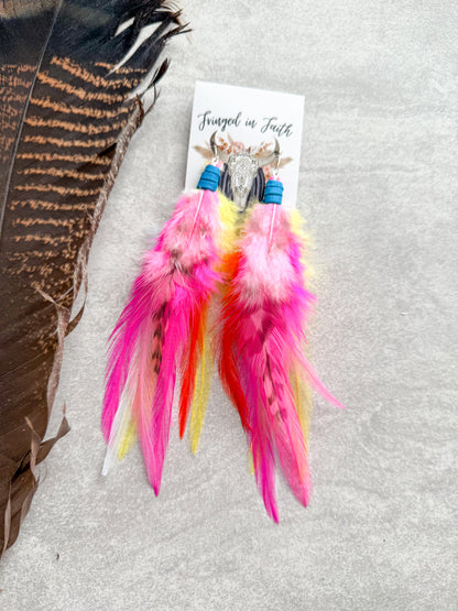 Neon Feather Earrings | Rainbow