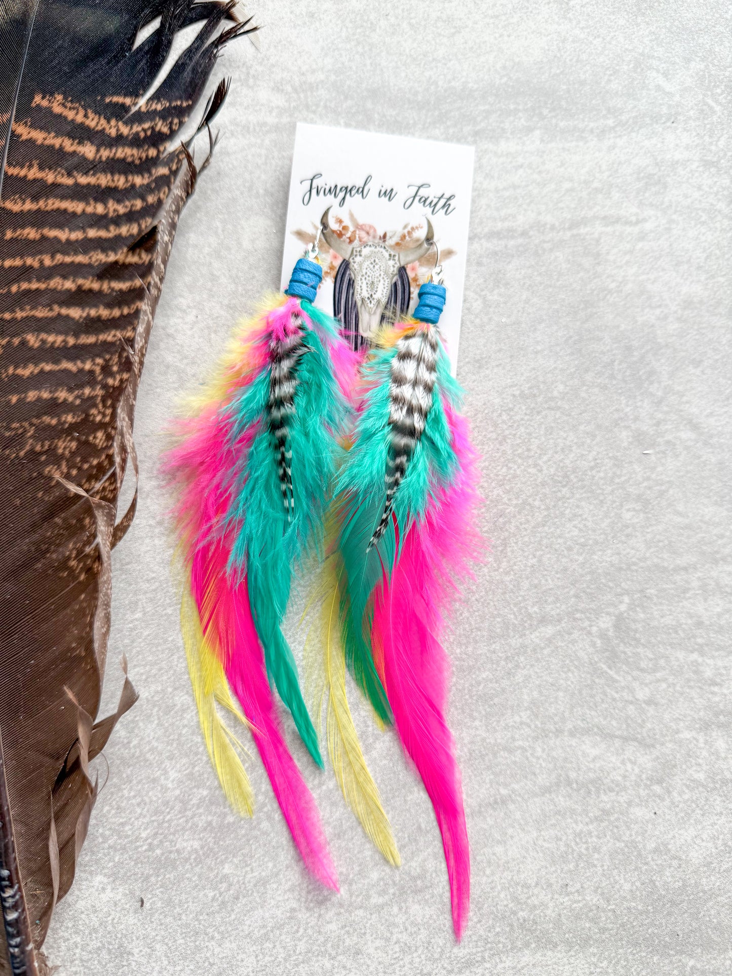 Neon Feather Earrings | Rainbow