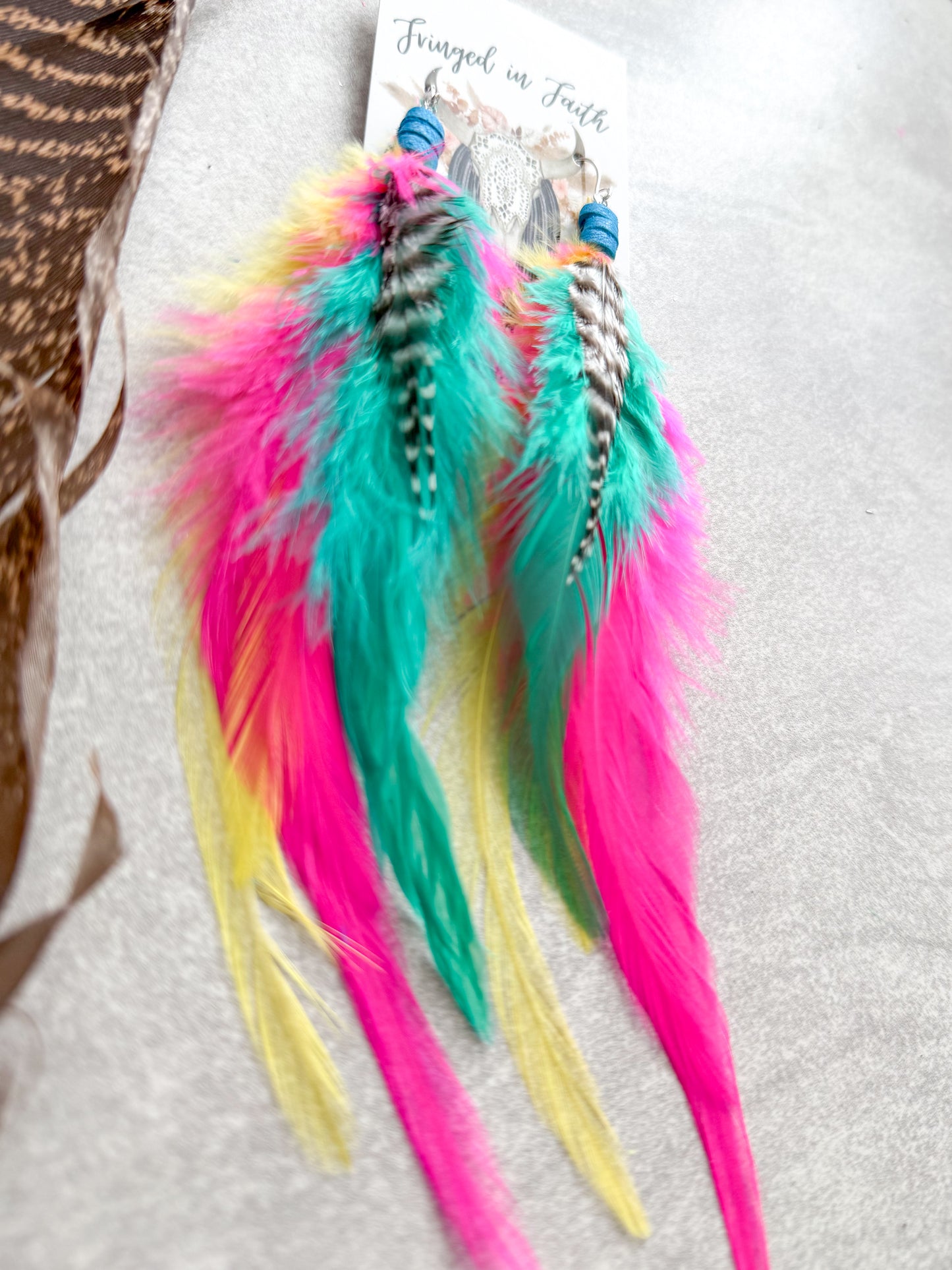 Neon Feather Earrings | Rainbow