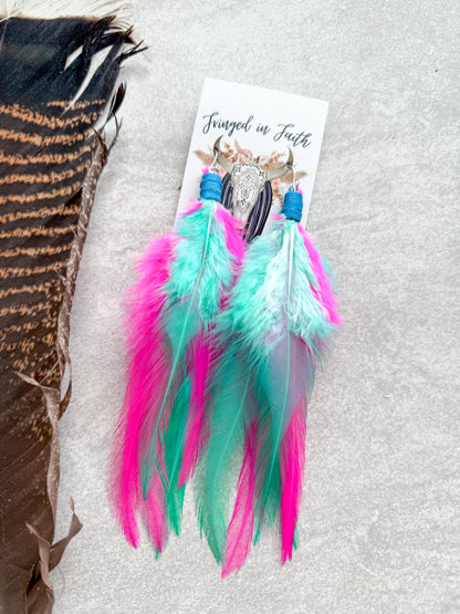 Neon Feather Earrings | Rainbow