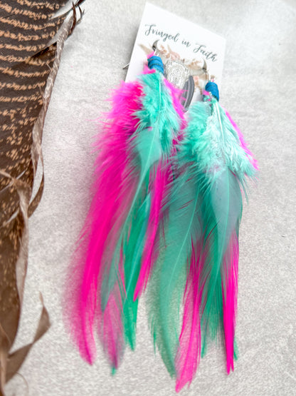 Neon Feather Earrings | Rainbow