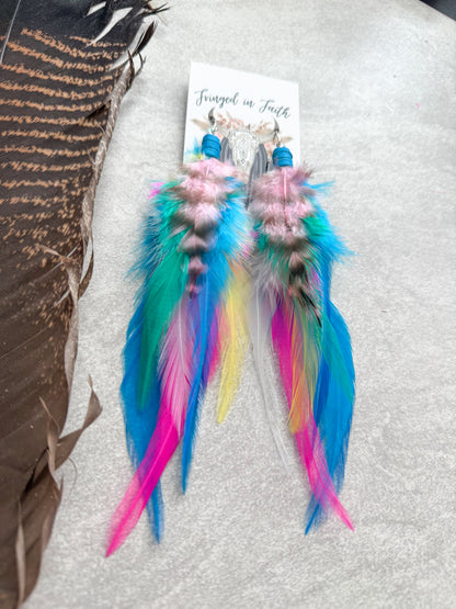 Neon Feather Earrings | Rainbow