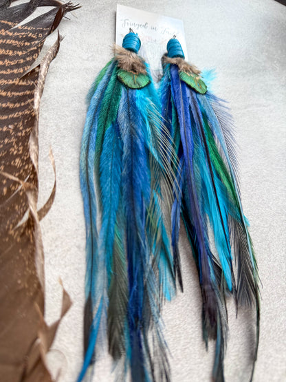Feather Earrings Blue