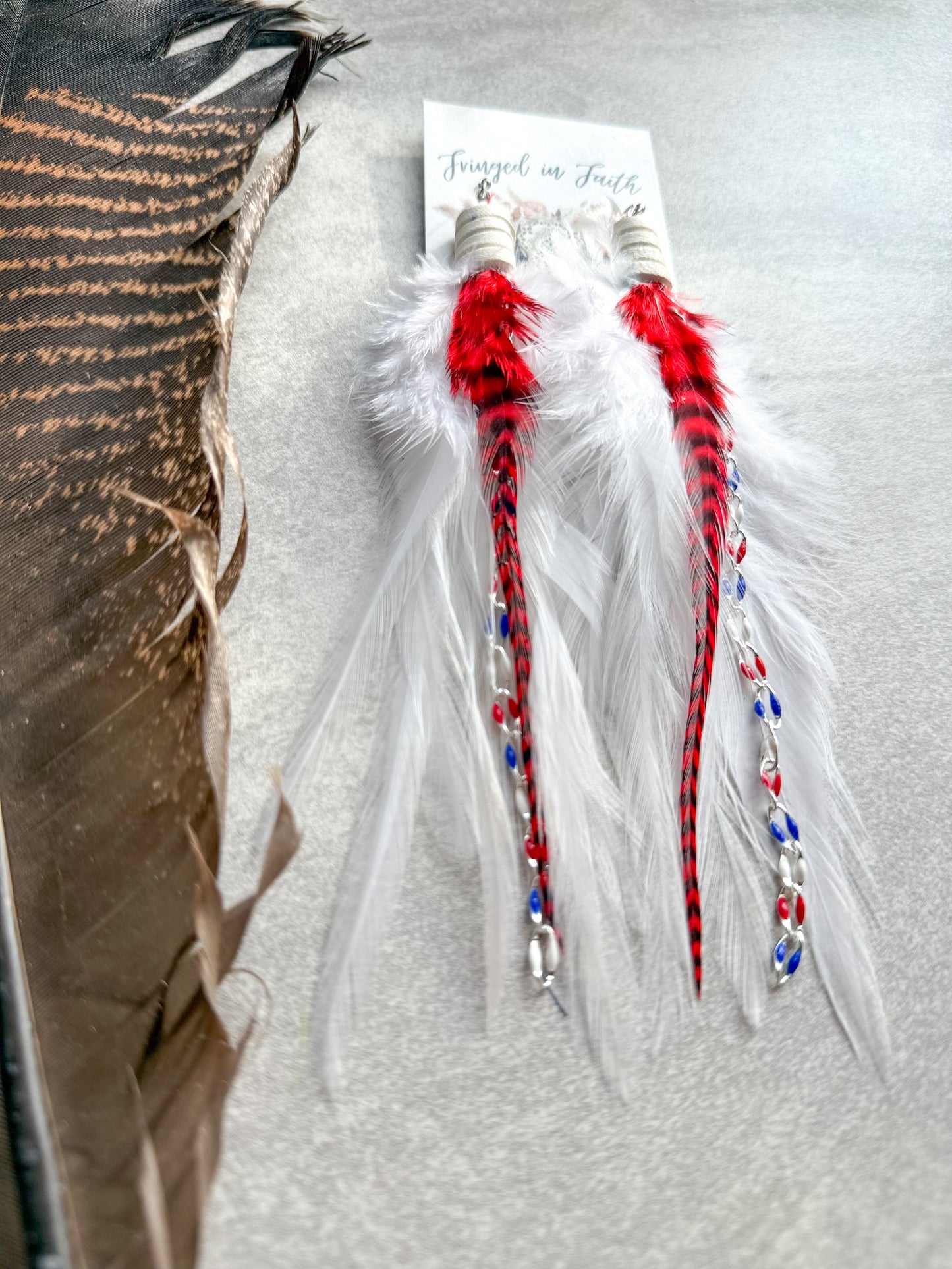 Feather Earrings White