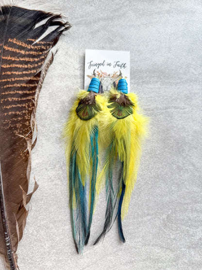 Feather Earrings Yellow