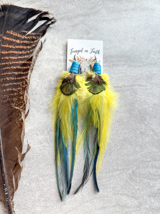 Feather Earrings Yellow