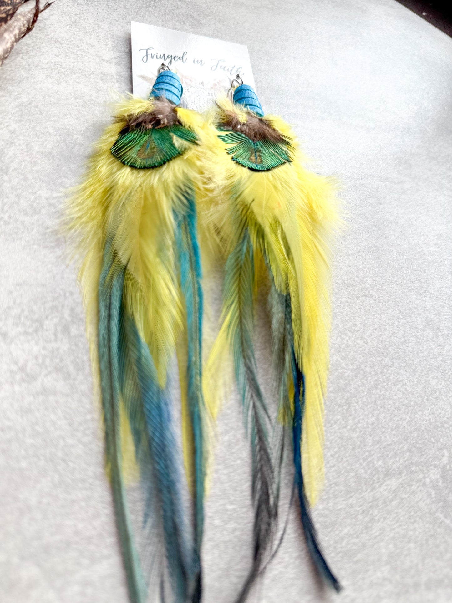 Feather Earrings Yellow