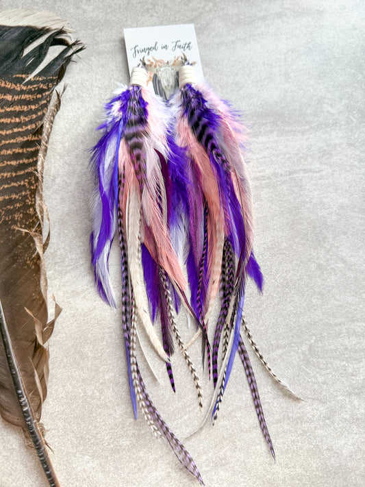 Feather Earrings Purple