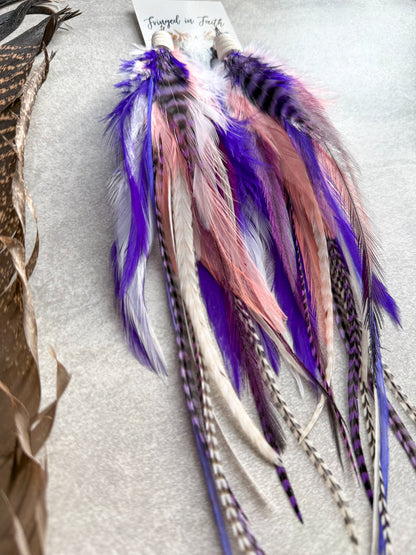 Feather Earrings Purple