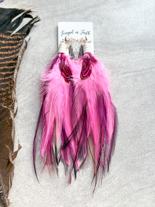 Feather Earrings Pink