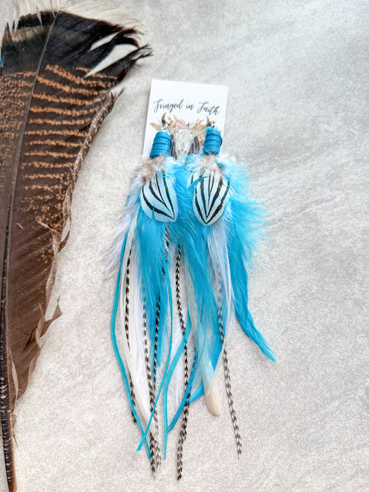 Feather Earrings Blue