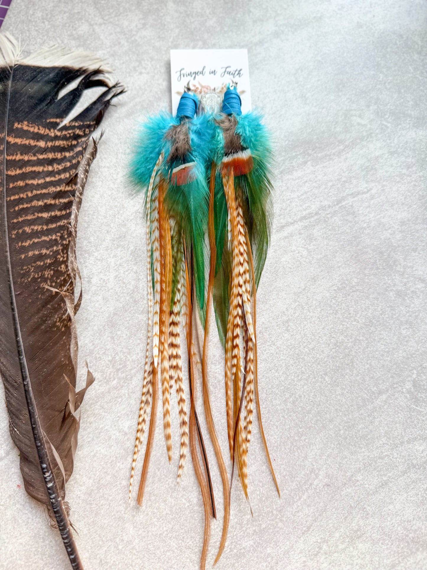 Feather Earrings Brown