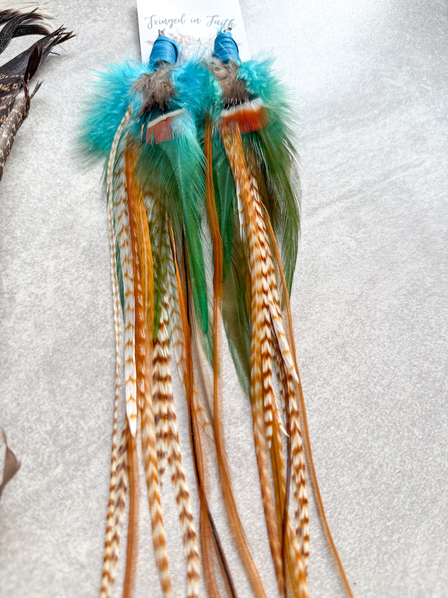 Feather Earrings Brown