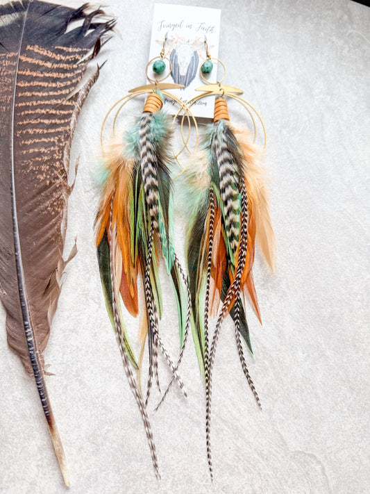 Boho Feathers with Turquoise Beads