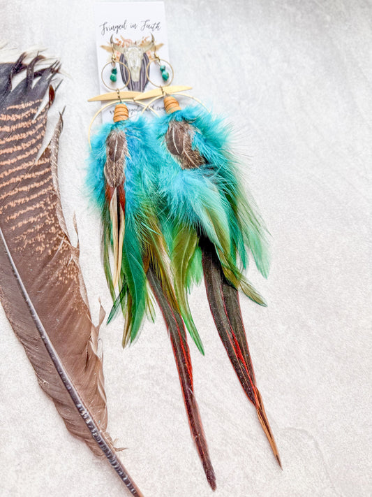 Boho Feathers with Turquoise Beads