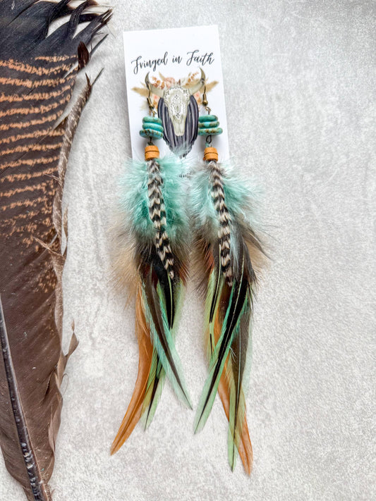 Boho Feathers with Turquoise Beads