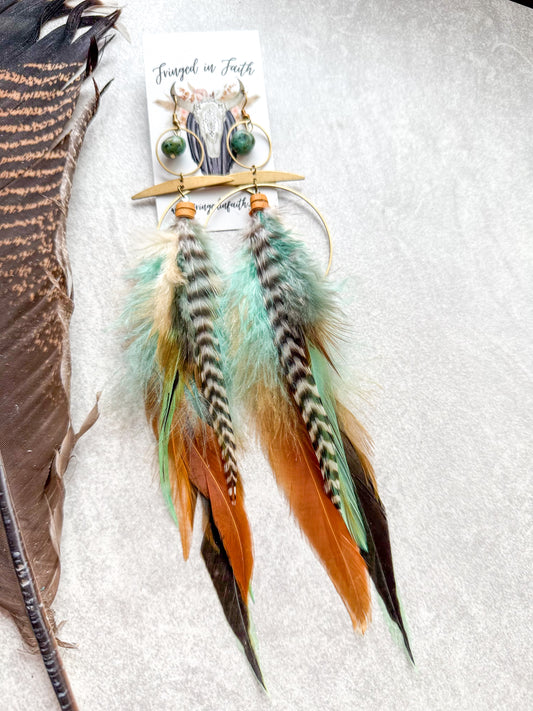 Boho Feathered Hoops