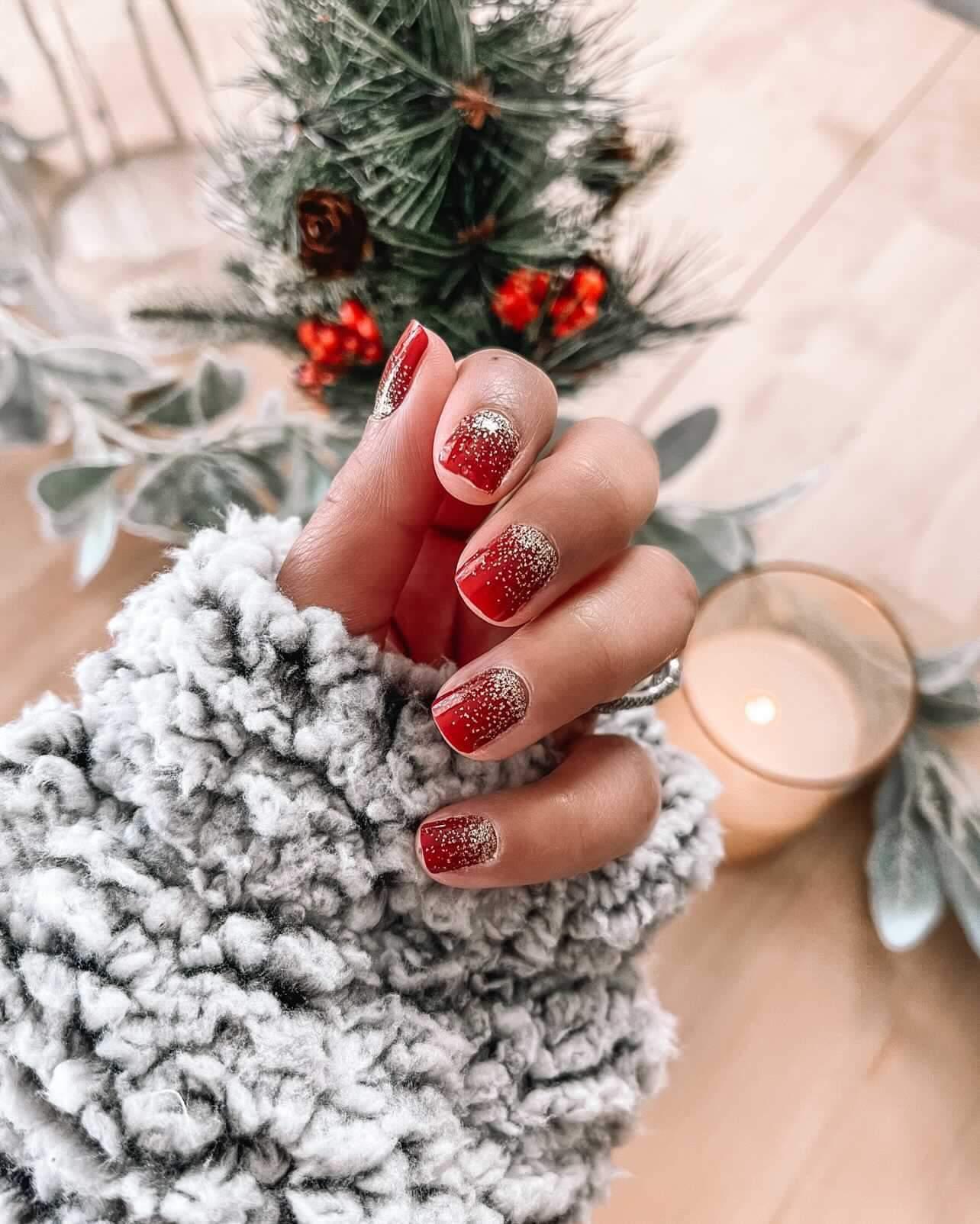 Nail Wraps | Deep Red Glitter