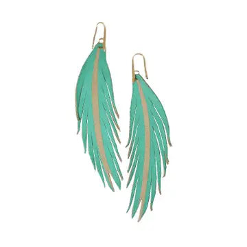 Mint Painted Leather Earring