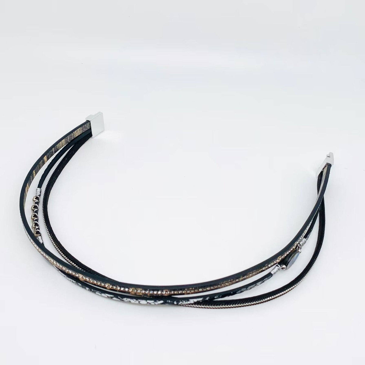Abalone Shell Rhinestone Leather Bracelet - BJ/LB