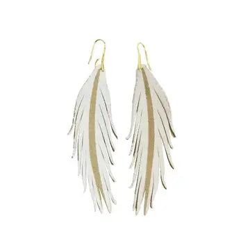 White Painted Leather Earring