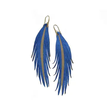 Blue Painted Leather Earring