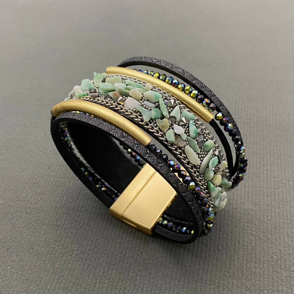 Handmade Gravel Multi-Layer Leather Magnetic Bracelet - LB/CS – Fringed ...